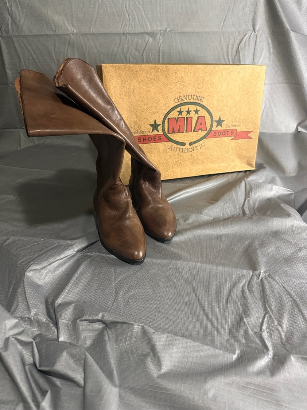 MIA Womans Brown Leather Knee-High Boots
